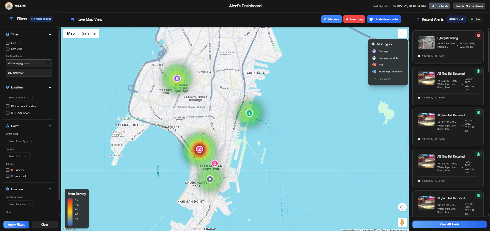 MCGM Real-Time Alert Responder Portal screenshot